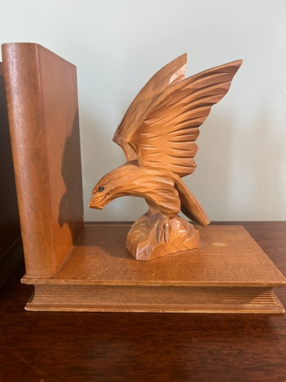 Eagle Bookends 6" Tall Vintage Hand Carved Wooden MCMAnton Fischer Oberammergau